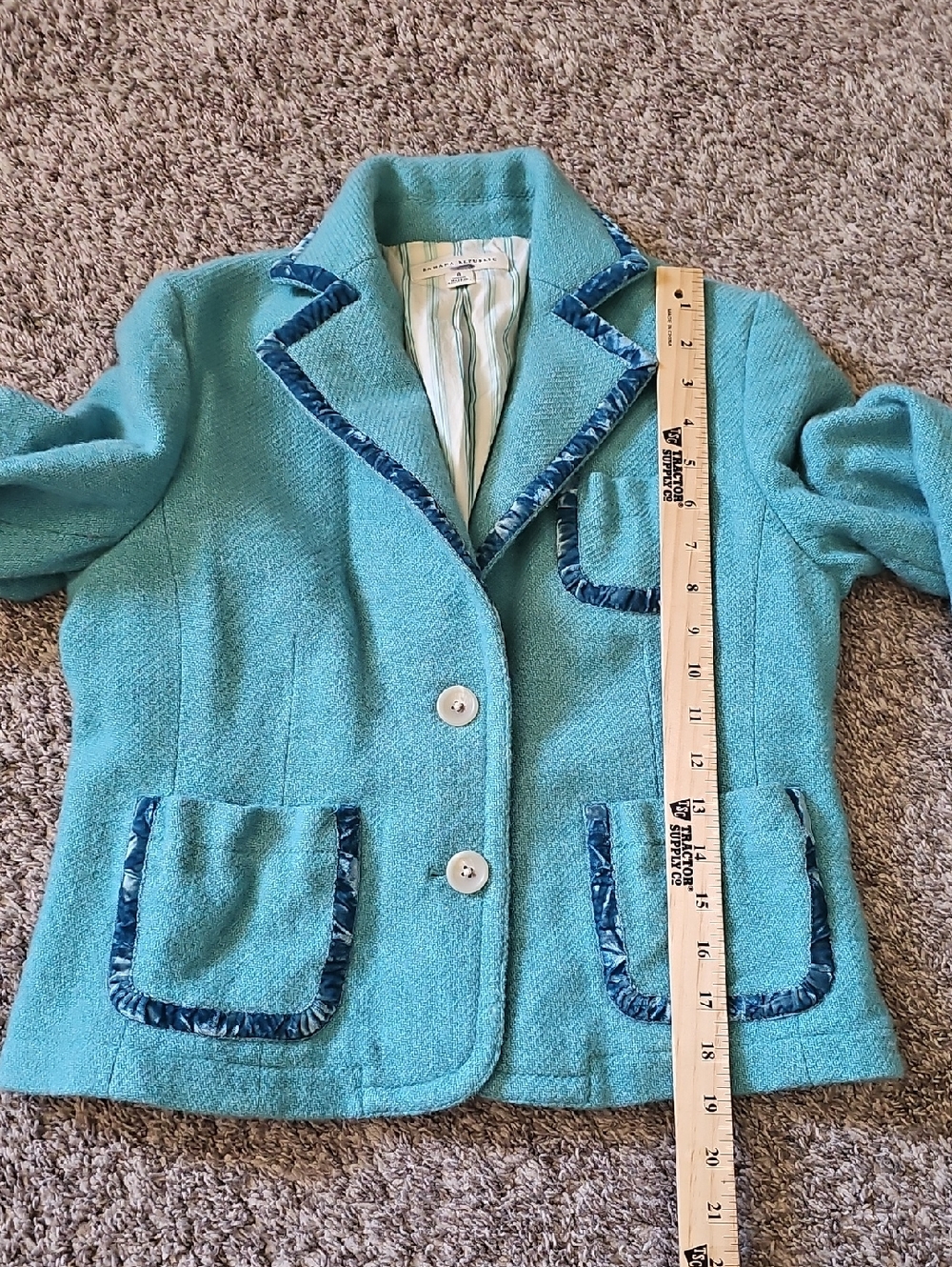 STUNNING VINTAGE BANANA REPUBLIC WOOL VELVET TRIM BLAZER - Picture 3 of 8